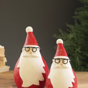 Set of Two Cement Santas with Glasses