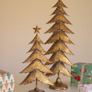 Set of Two Antique Gold Christmas Trees