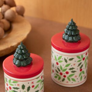 Set of Two Ceramic Christmas Candy Jars