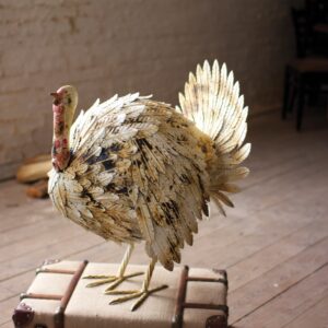 Antique White Painted Metal Turkey