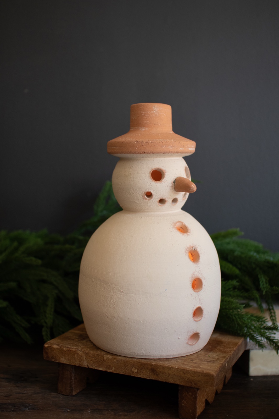 Ivory and Terracotta Snowman Luminary (min 2)
