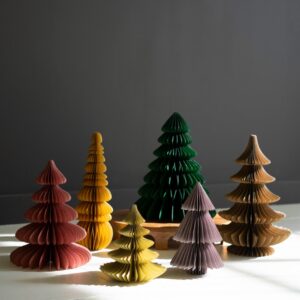 Set of Six Jewel Tone Accordion Paper Christmas Trees