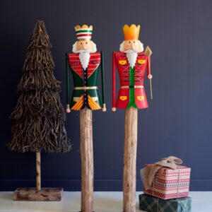 Set of Two Painted Metal and Wood Nutcrackers