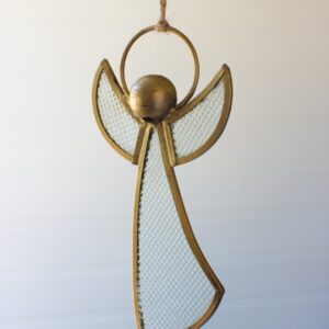Antique Brass and Glass Angel Christmas Ornament