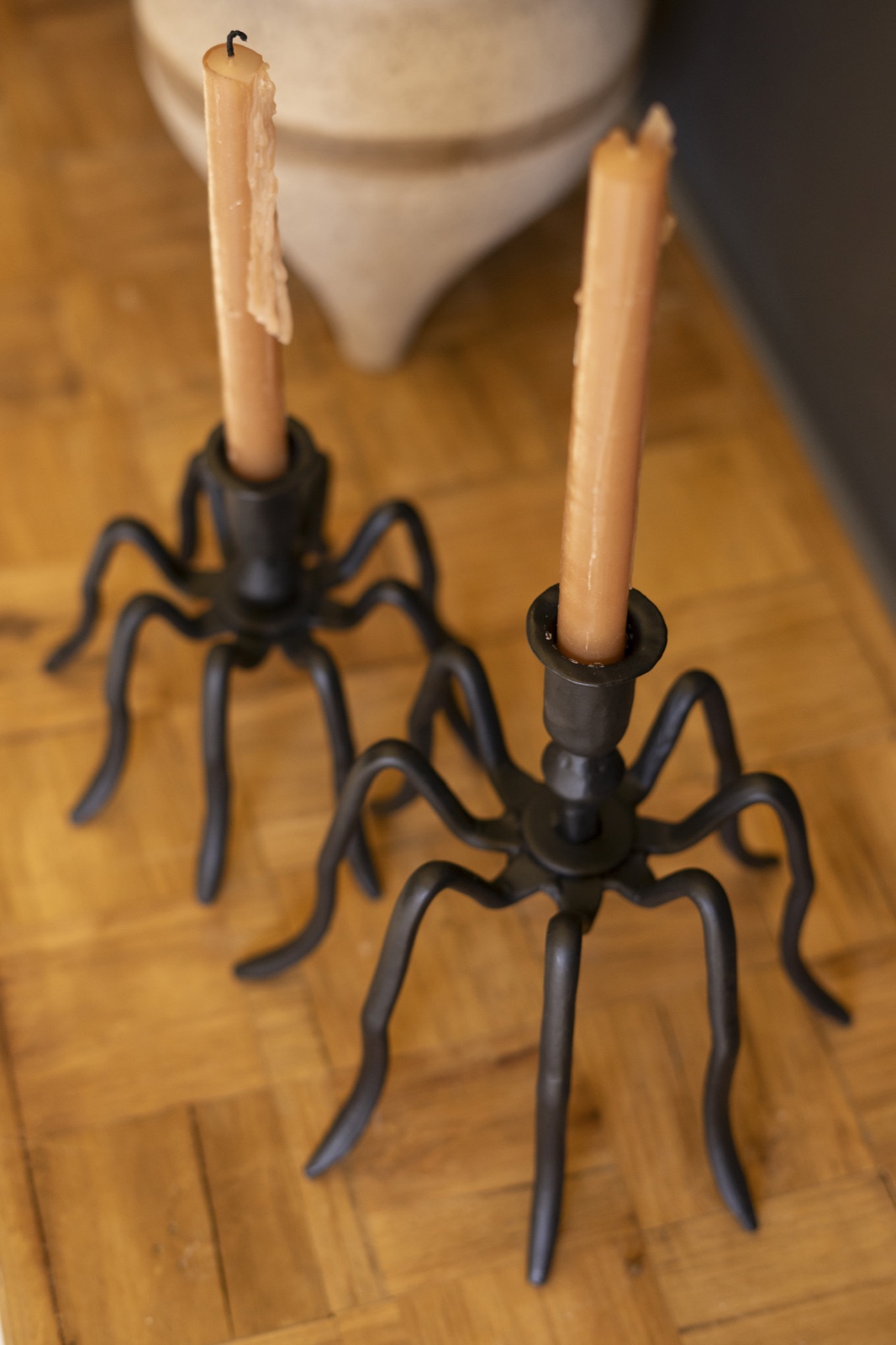 Set of Two Spider Taper Candle Holders
