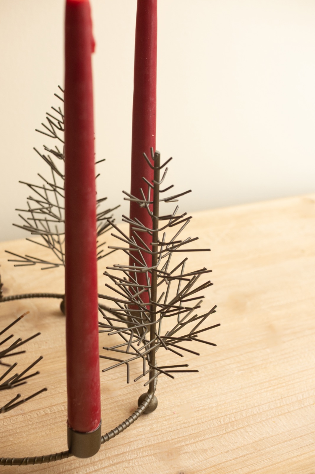 Round Wire Christmas Trees Tabletop Taper Candelabra