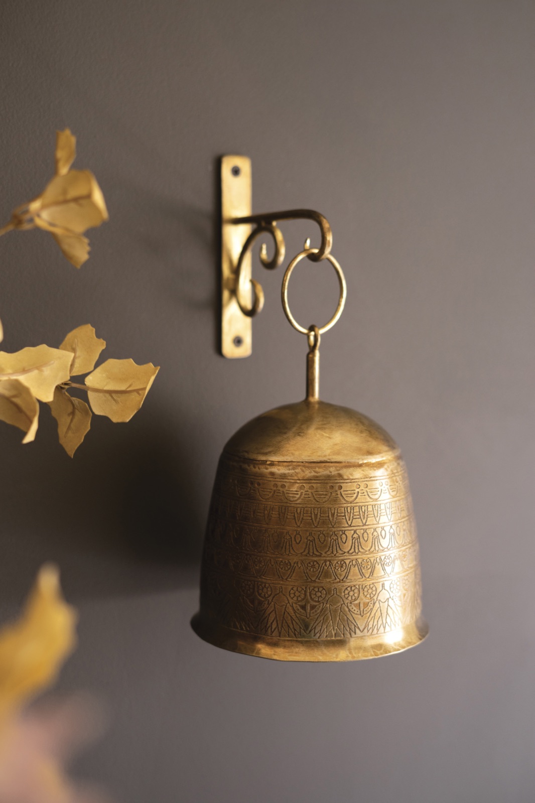 Antique Brass Bell and Wall Bracket