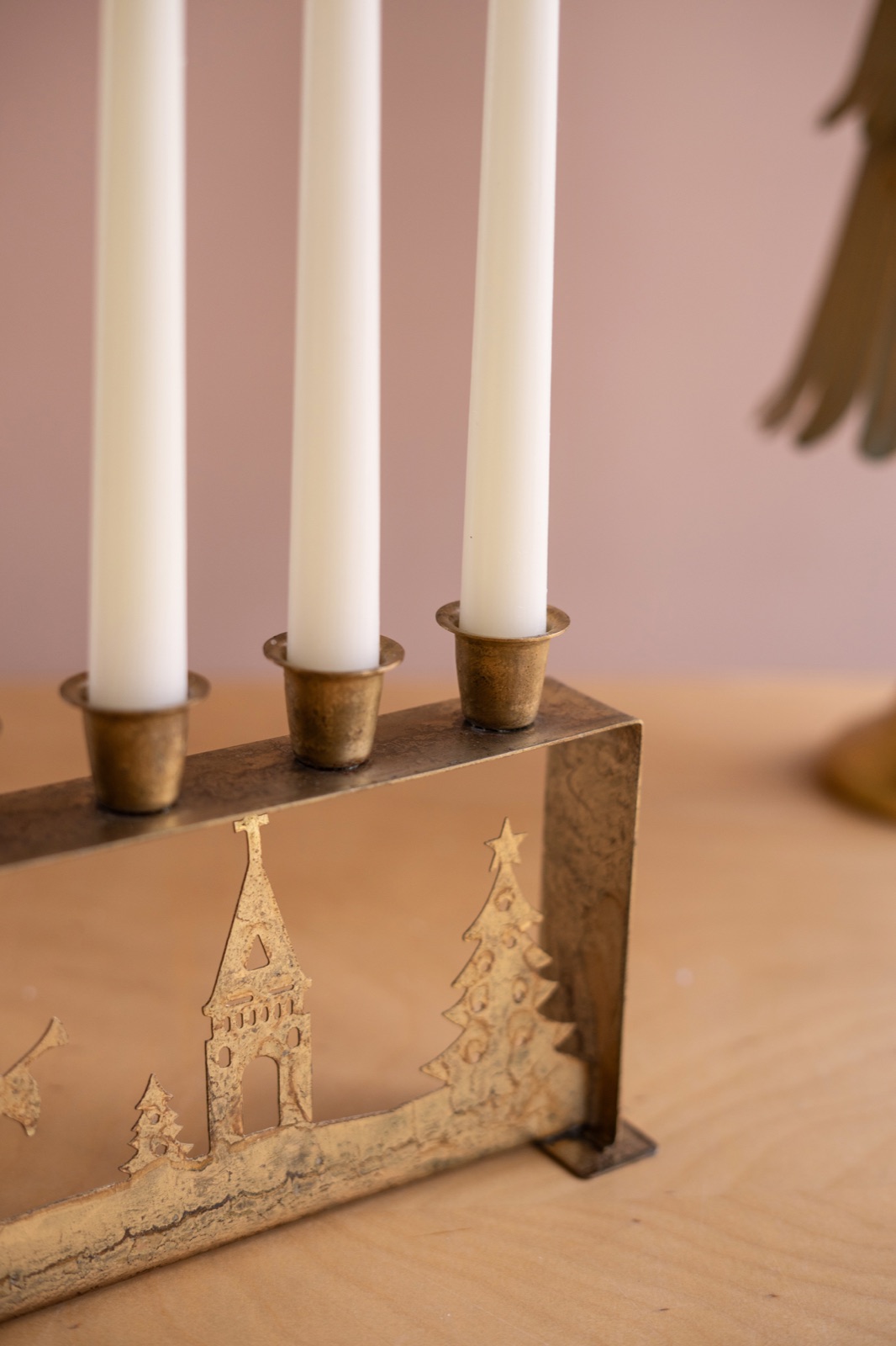 Antique Gold Table Top Christmas Taper Candelabra
