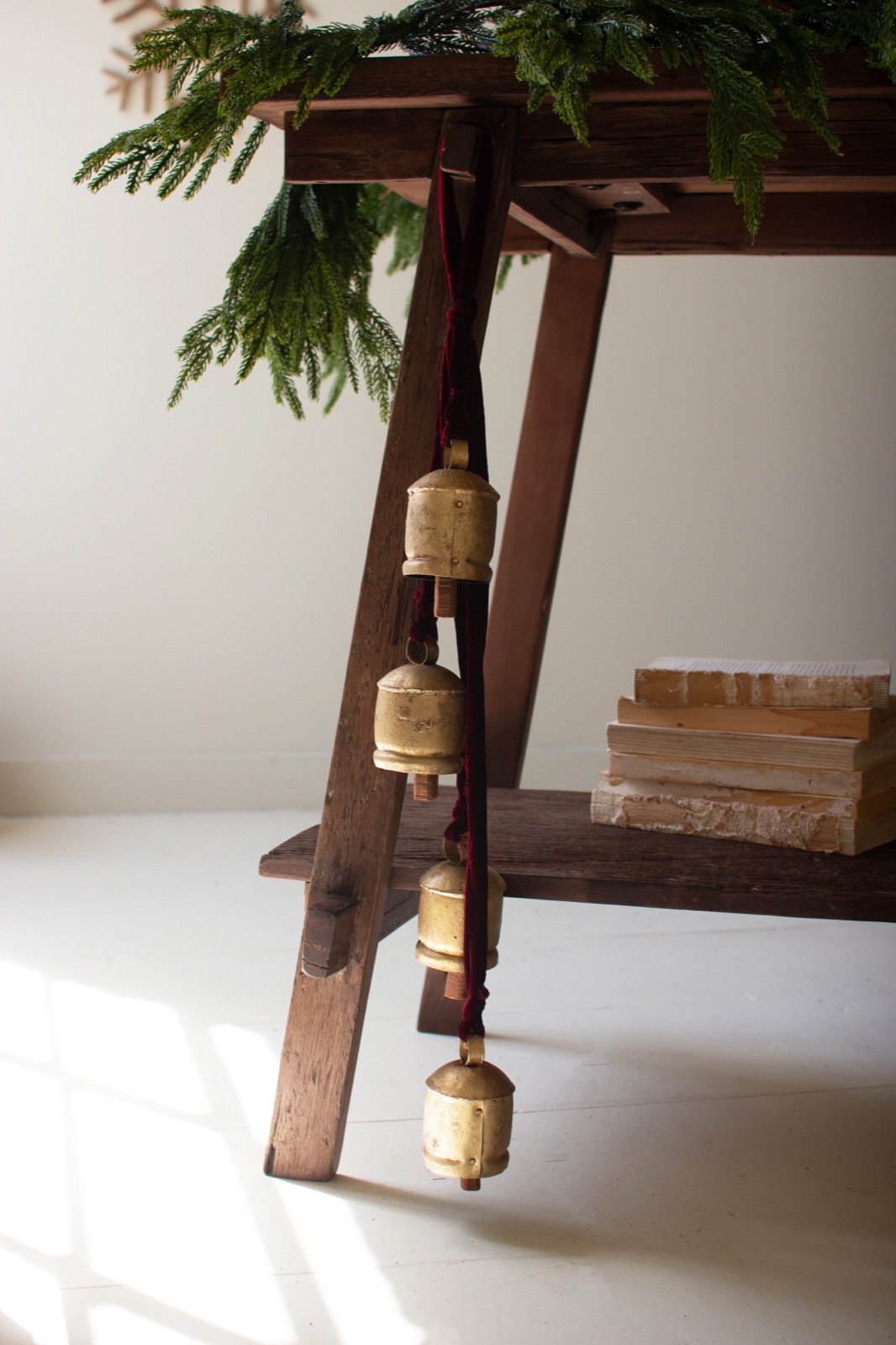 Jingle Bell Cluster - Maroon Velvet Ribbon