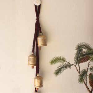Jingle Bell Cluster - Maroon Velvet Ribbon