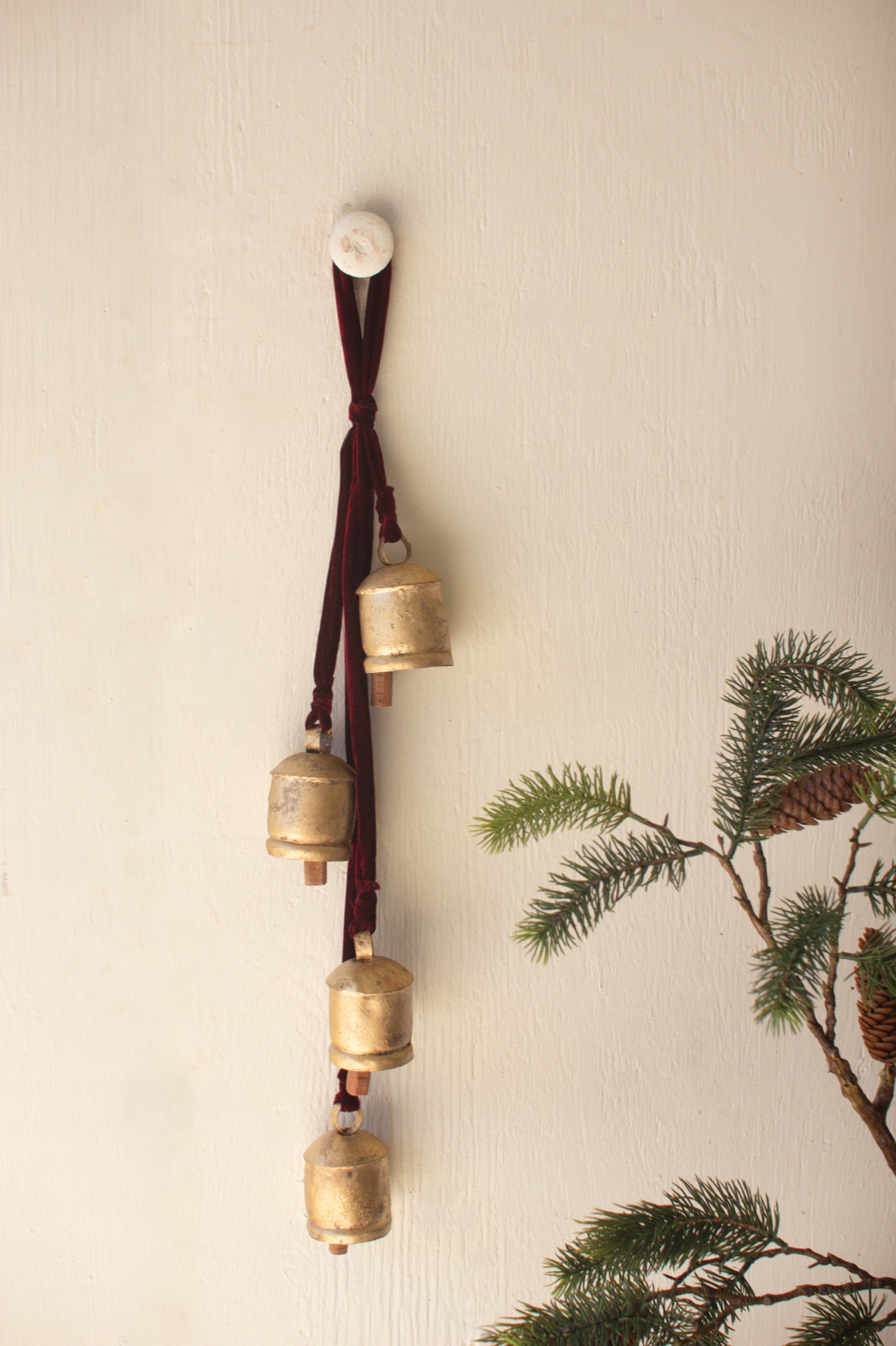 Jingle Bell Cluster - Maroon Velvet Ribbon