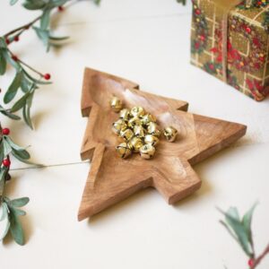 Carved Wooden Christmas Tree Platter