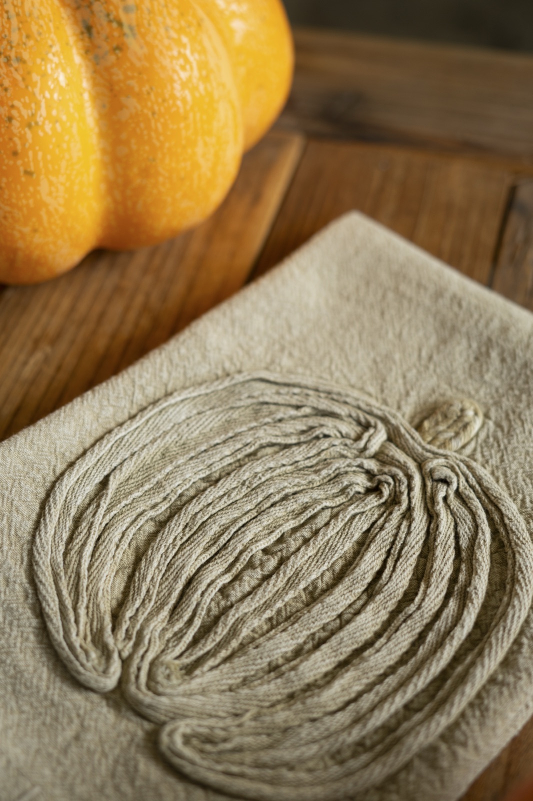 Set of Three Embroidered Tea Towels - Thanksgiving