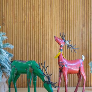 Set of Two Recycled Metal Deer - One Each Color