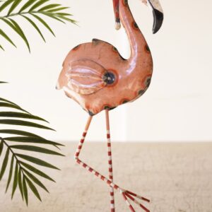 Recycled Painted Metal Christmas Flamingo