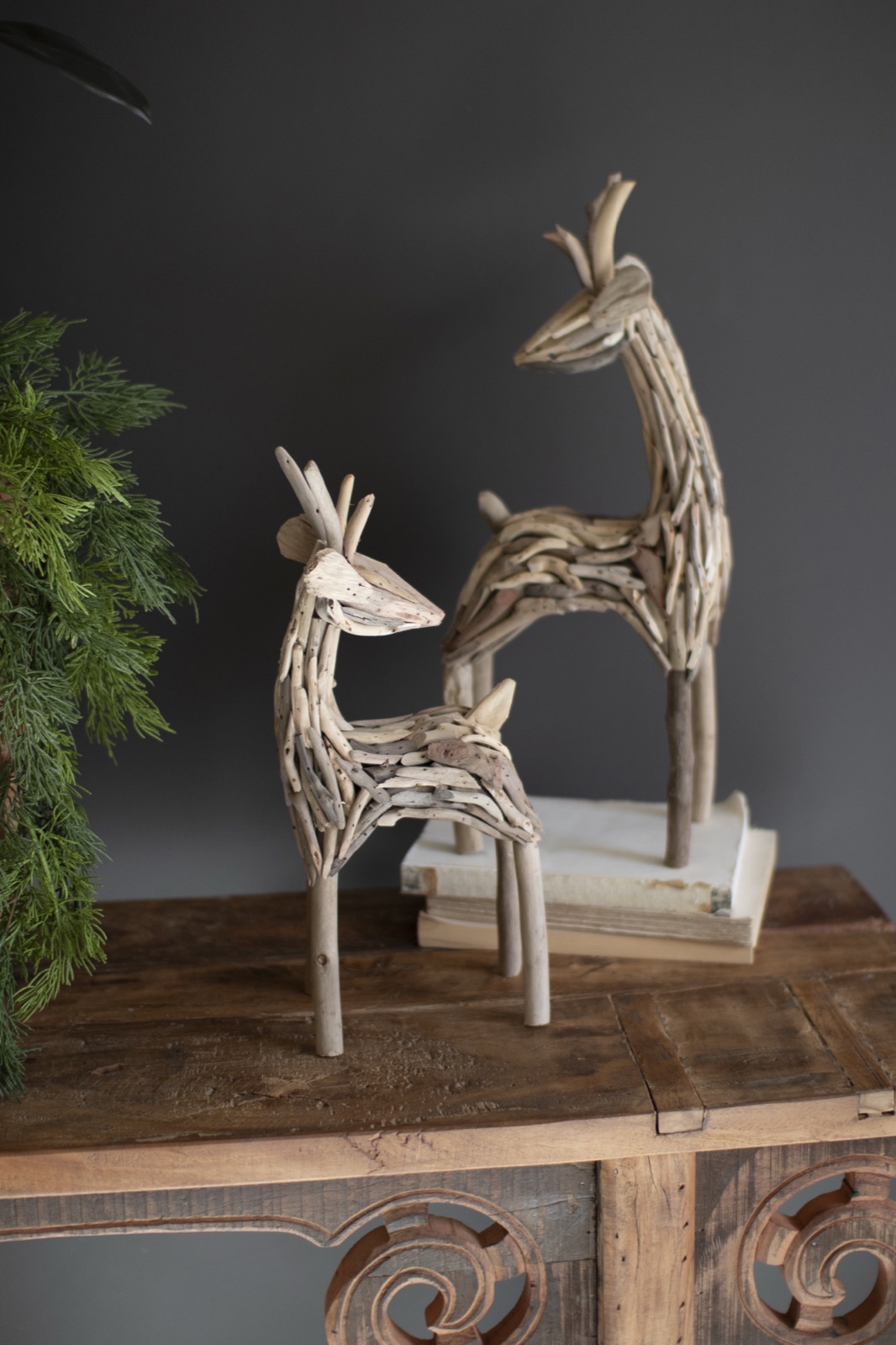 Set of Two Driftwood Reindeer