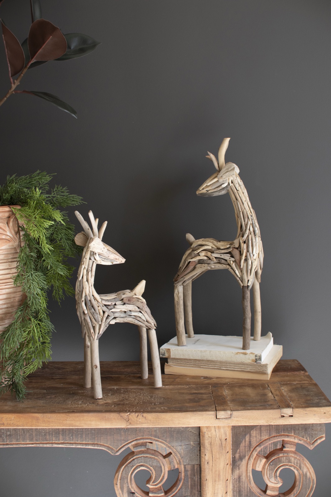 Set of Two Driftwood Reindeer