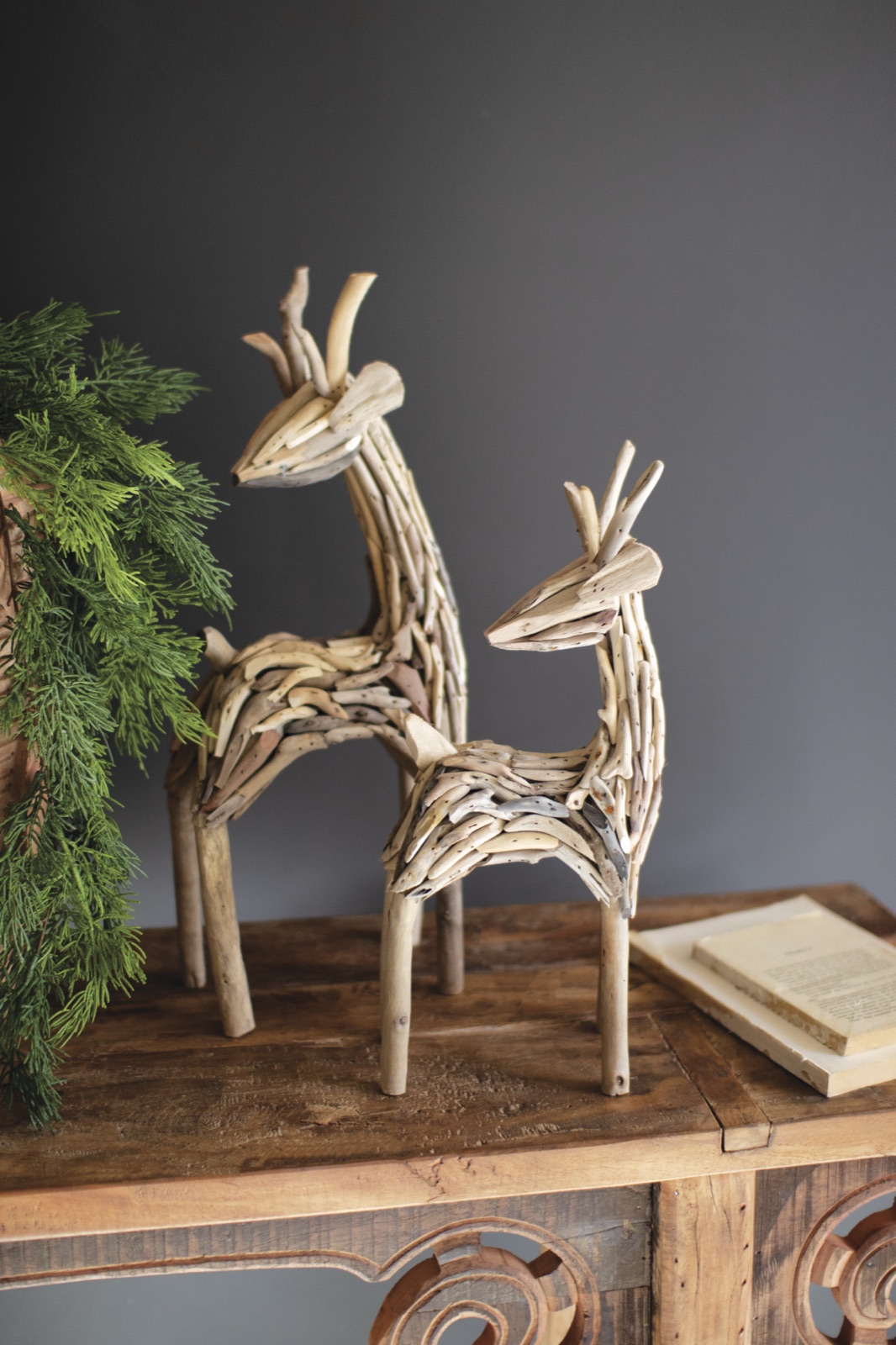Set of Two Driftwood Reindeer