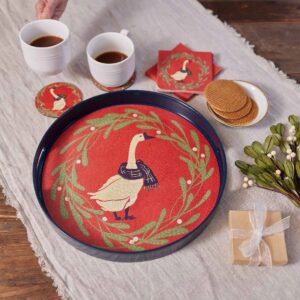 Winter Goose Round Tray