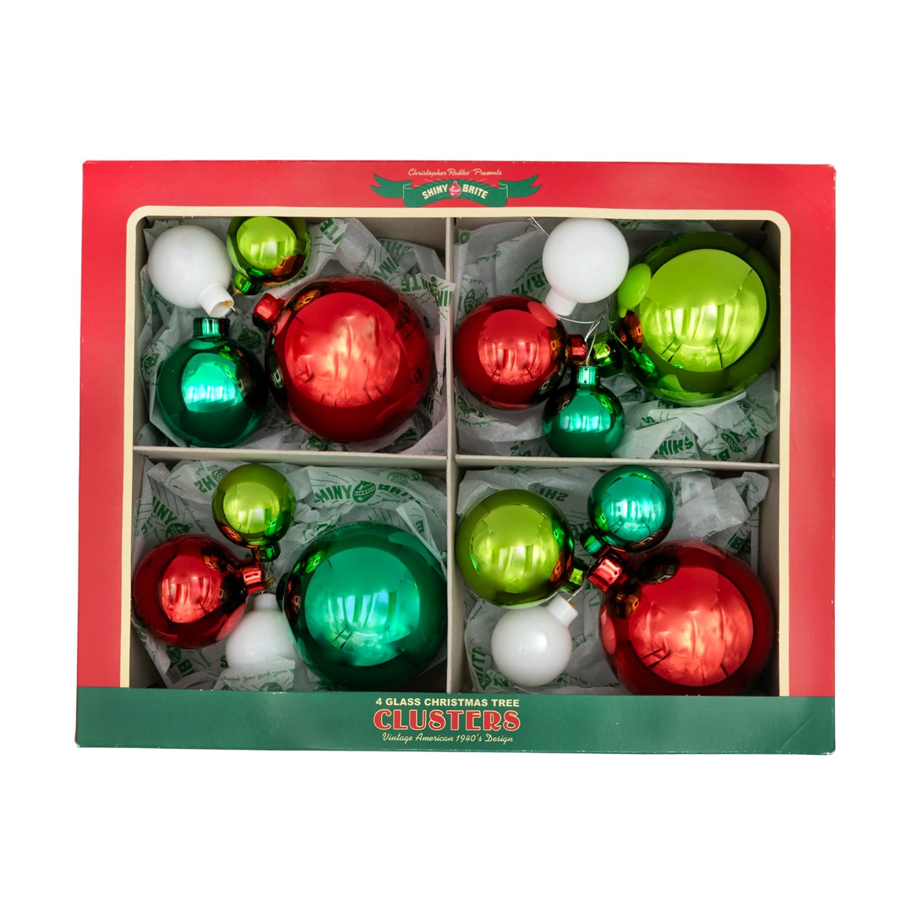 Holiday Splendor 4pc. 1.25in. 1.75in., and 2.5in. Clusters