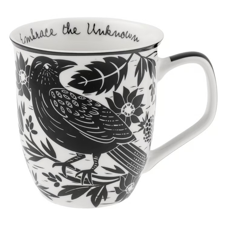 Raven Black & White Boho Mug