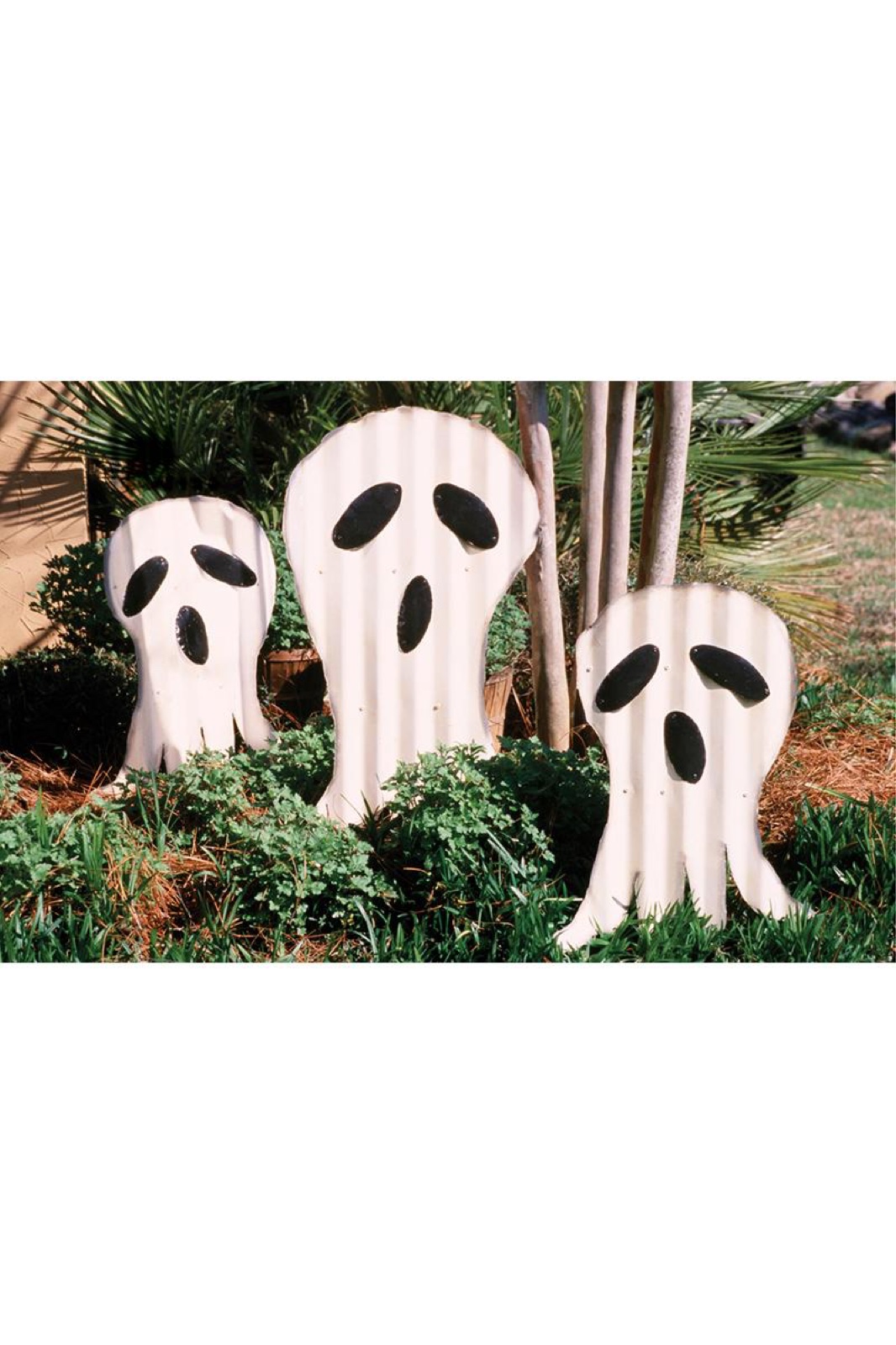 Set of Three Corrugated Ghosts Yard Art
