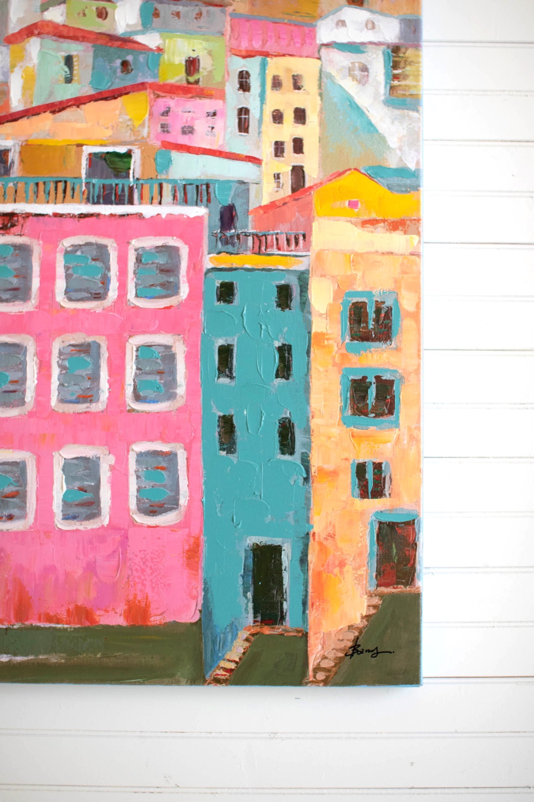 Acrylic Colorful Houses Painting