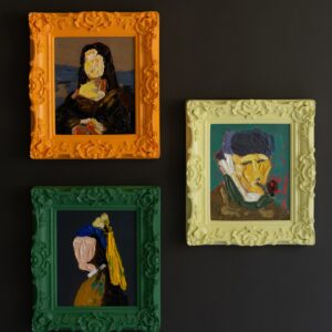 Set of Three Framed Acrylic Portrait Paintings