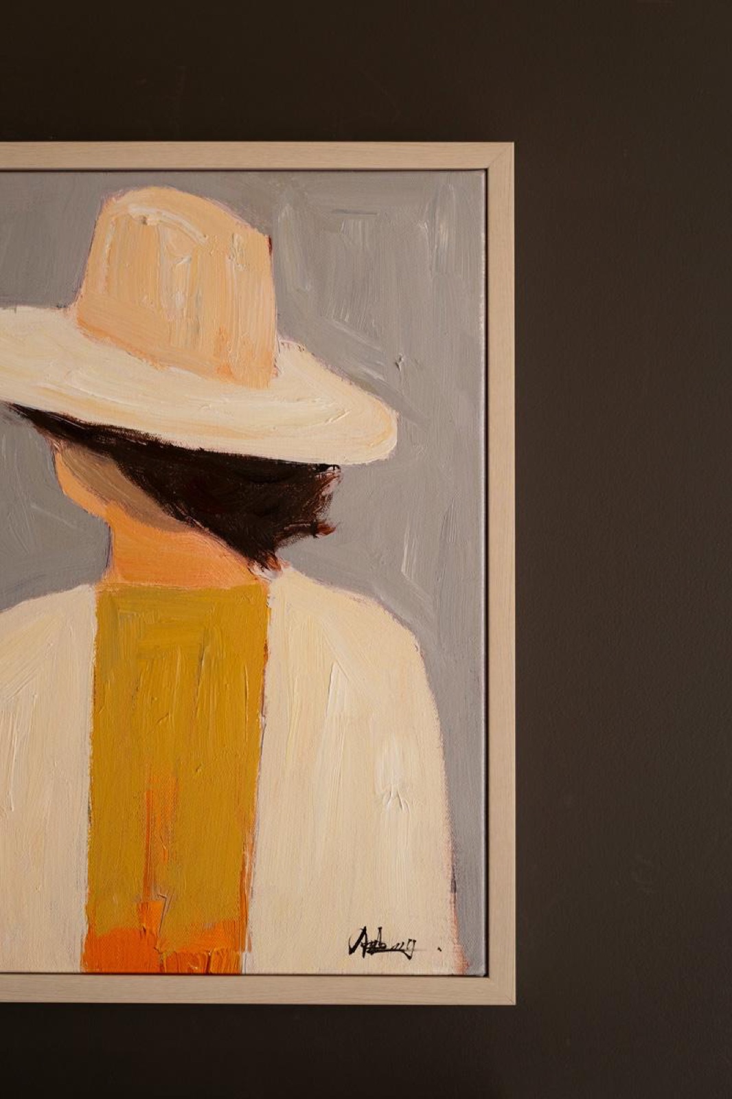 Set of Two Framed Men and Women in Hats Painting