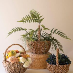 Set of Three Woven Seagrass Baskets with Handles