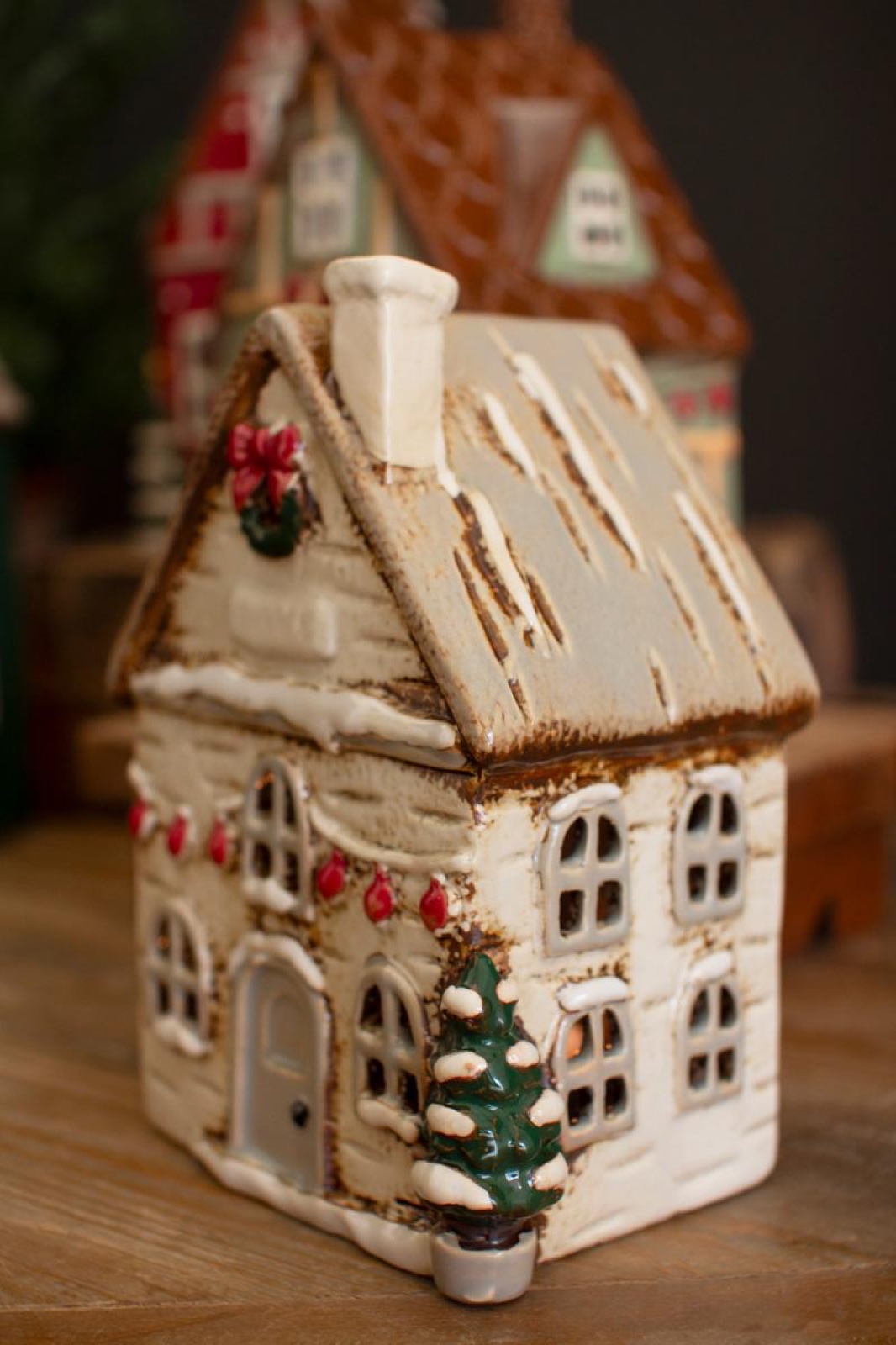 Set of Four Ceramic Christmas Village