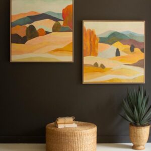Set of Two Framed Painting Landscape