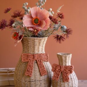Set of Two Twisted Paper Vases with Bows
