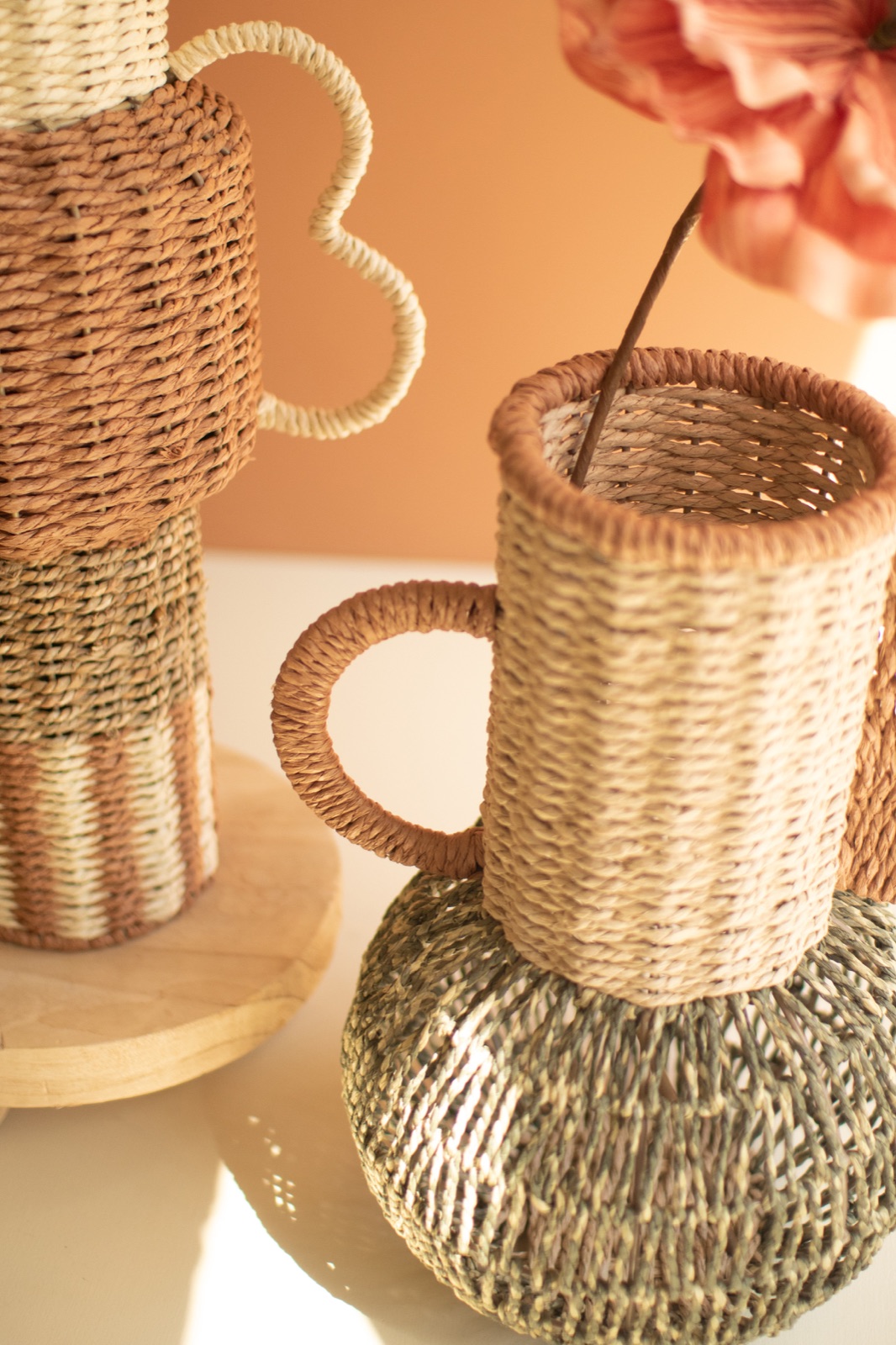 Set of Two Twisted Paper Urns