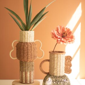 Set of Two Twisted Paper Urns