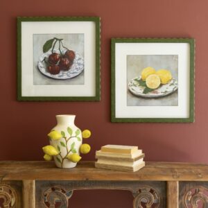 Set of Two Framed Fruit Prints Under Glass