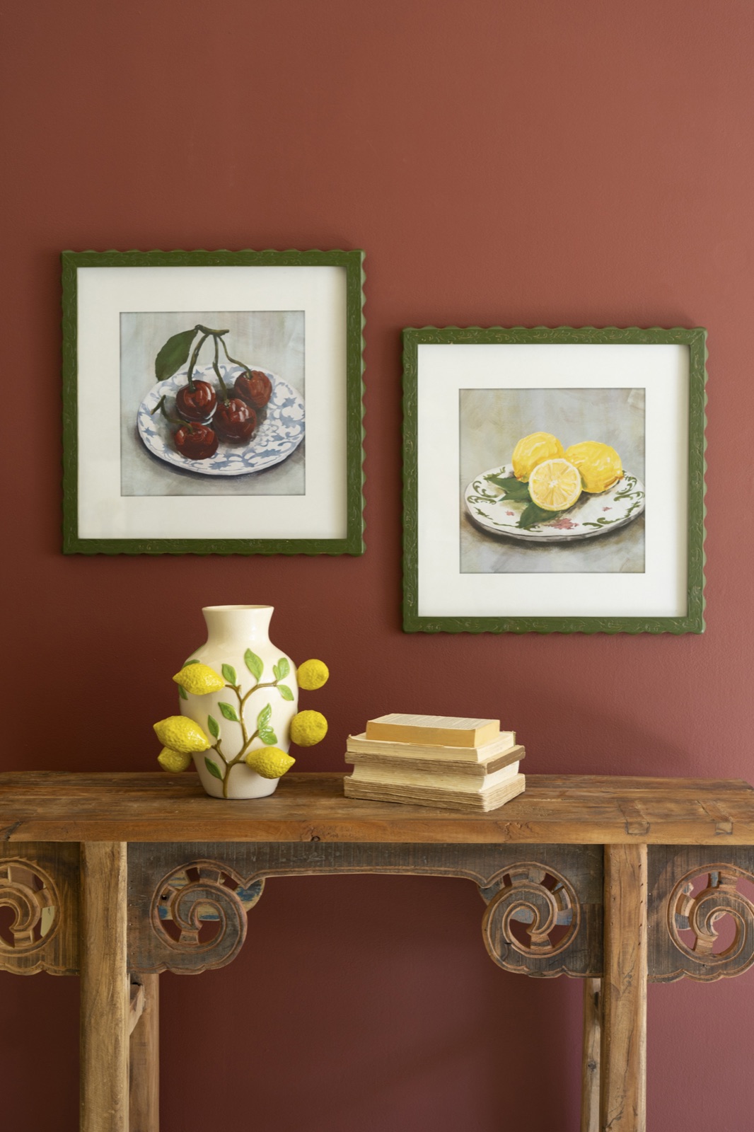 Set of Two Framed Fruit Prints Under Glass
