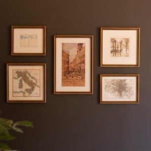 Set 5 Mixed Framed Europe Gallery Wall Prints Under Glass