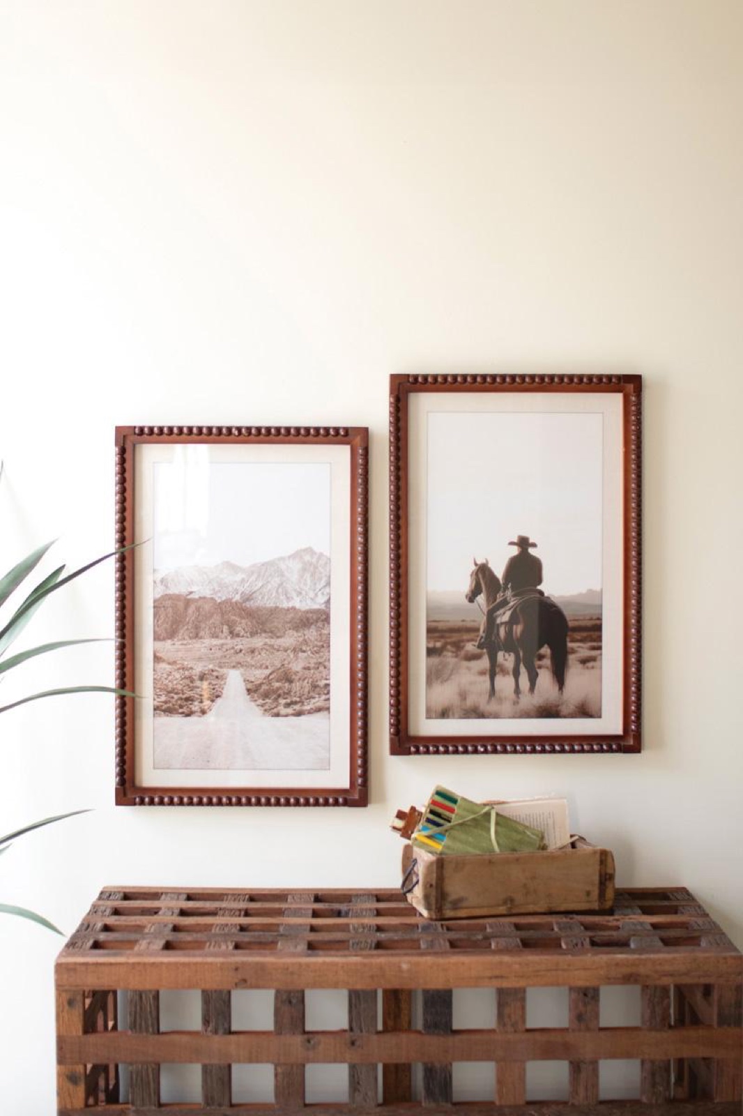 Set 2 Fset 2 Framed Cowboy & Desert Photography Prints Under Glass