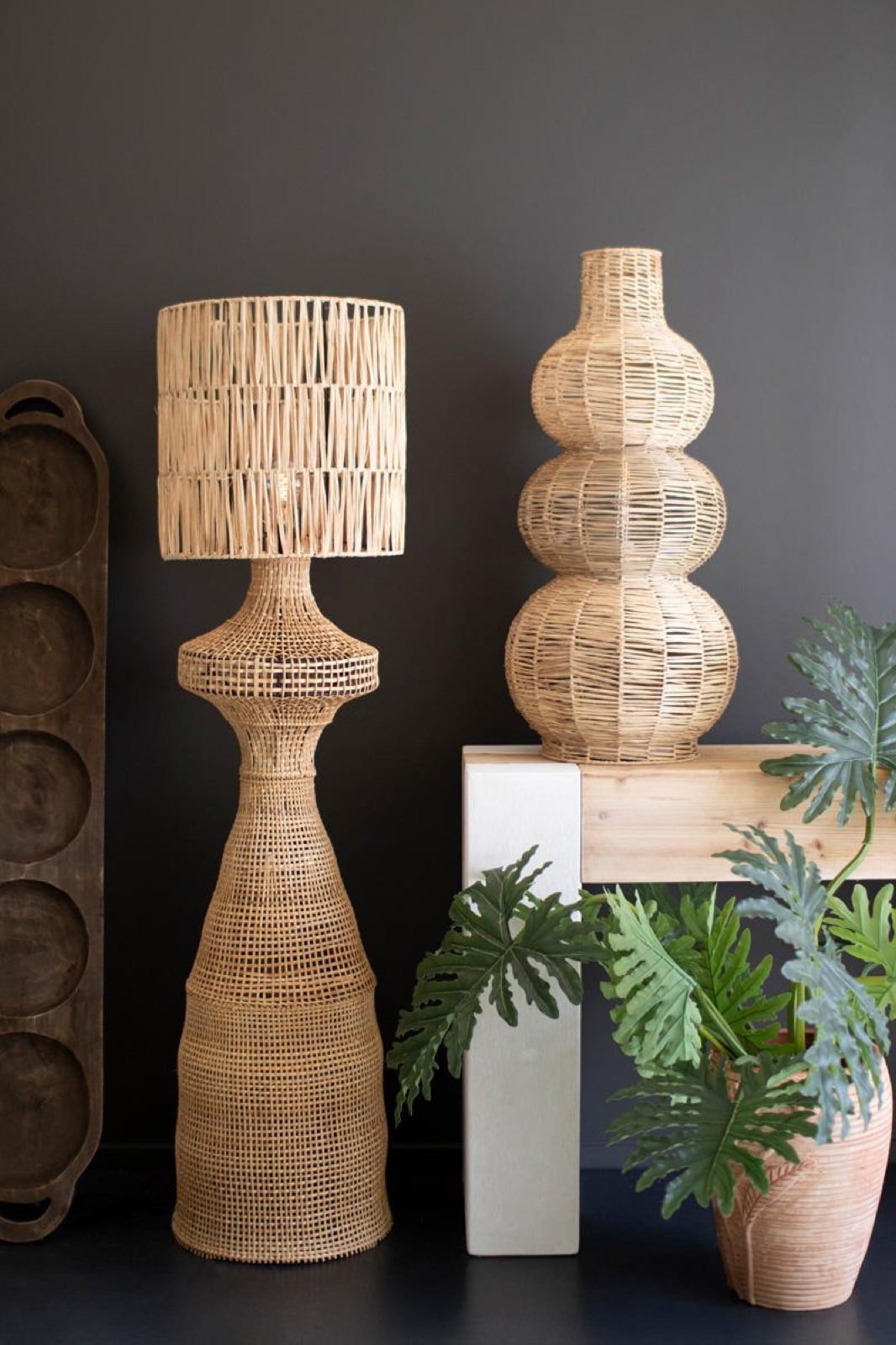 Rattan Floor Lamp with Shade - 60" Tall