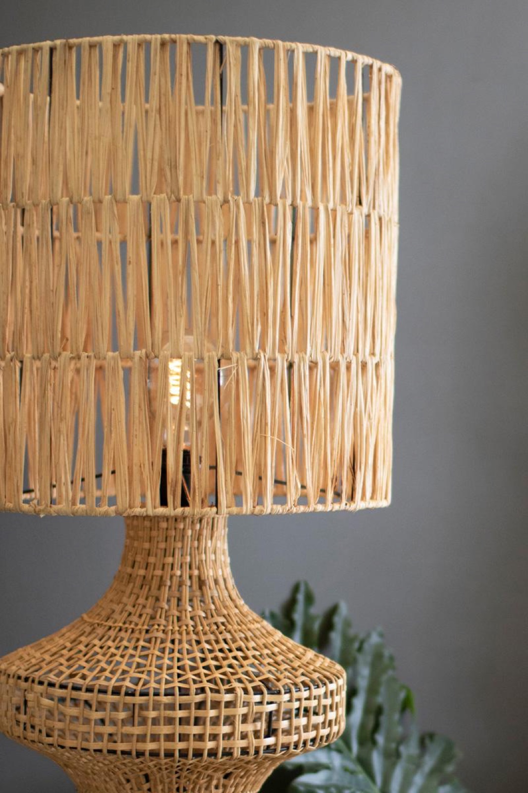 Rattan Floor Lamp with Shade - 60" Tall