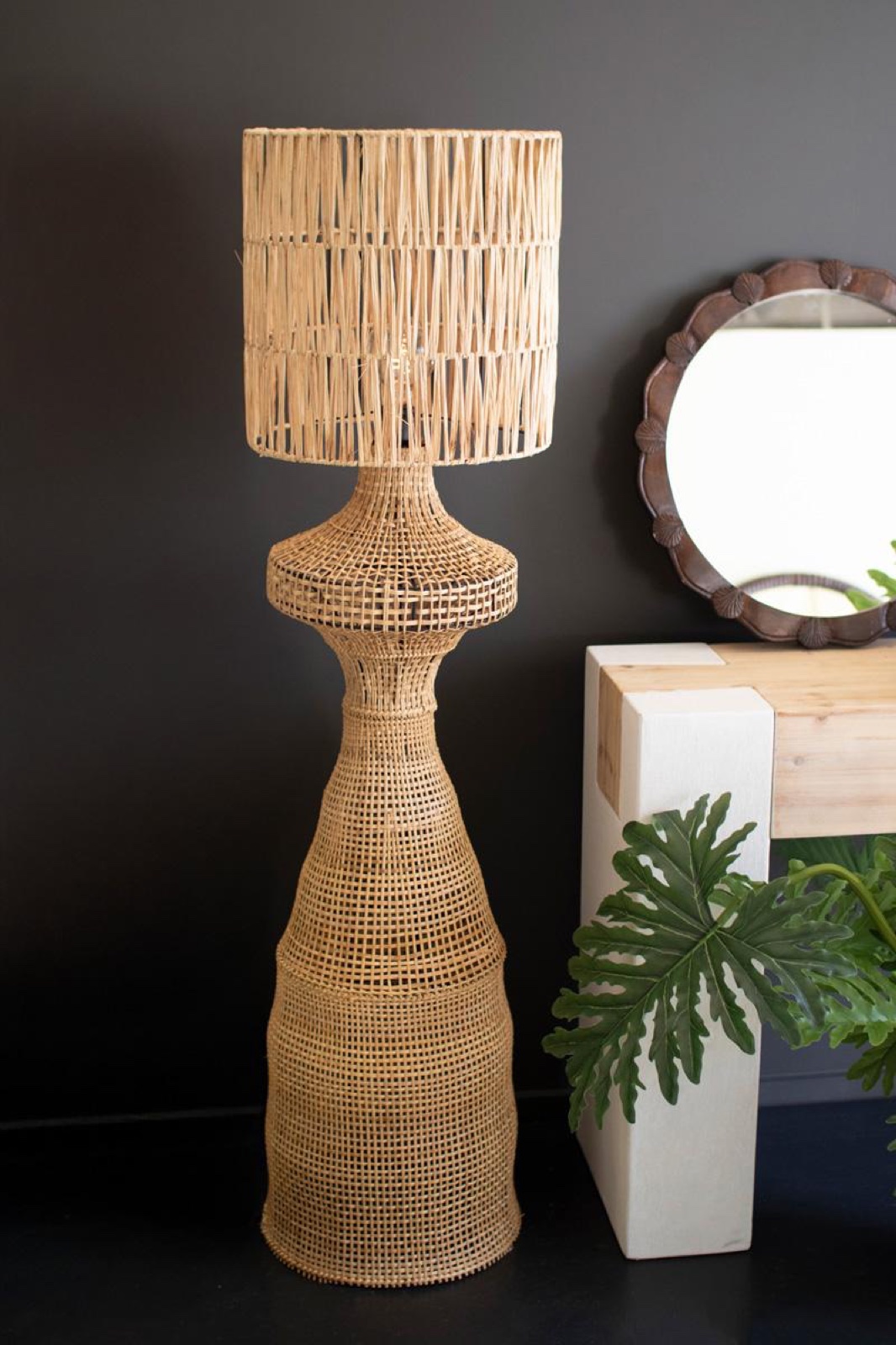 Rattan Floor Lamp with Shade - 60" Tall