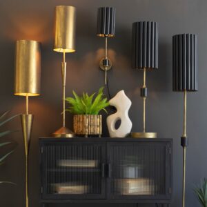 Antique Gold Table Lamp with Metal Barrel Shade
