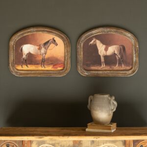 Set of Two Framed Horse Prints Under Glass