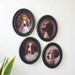 Set of Four Framed Oval Dog Prints