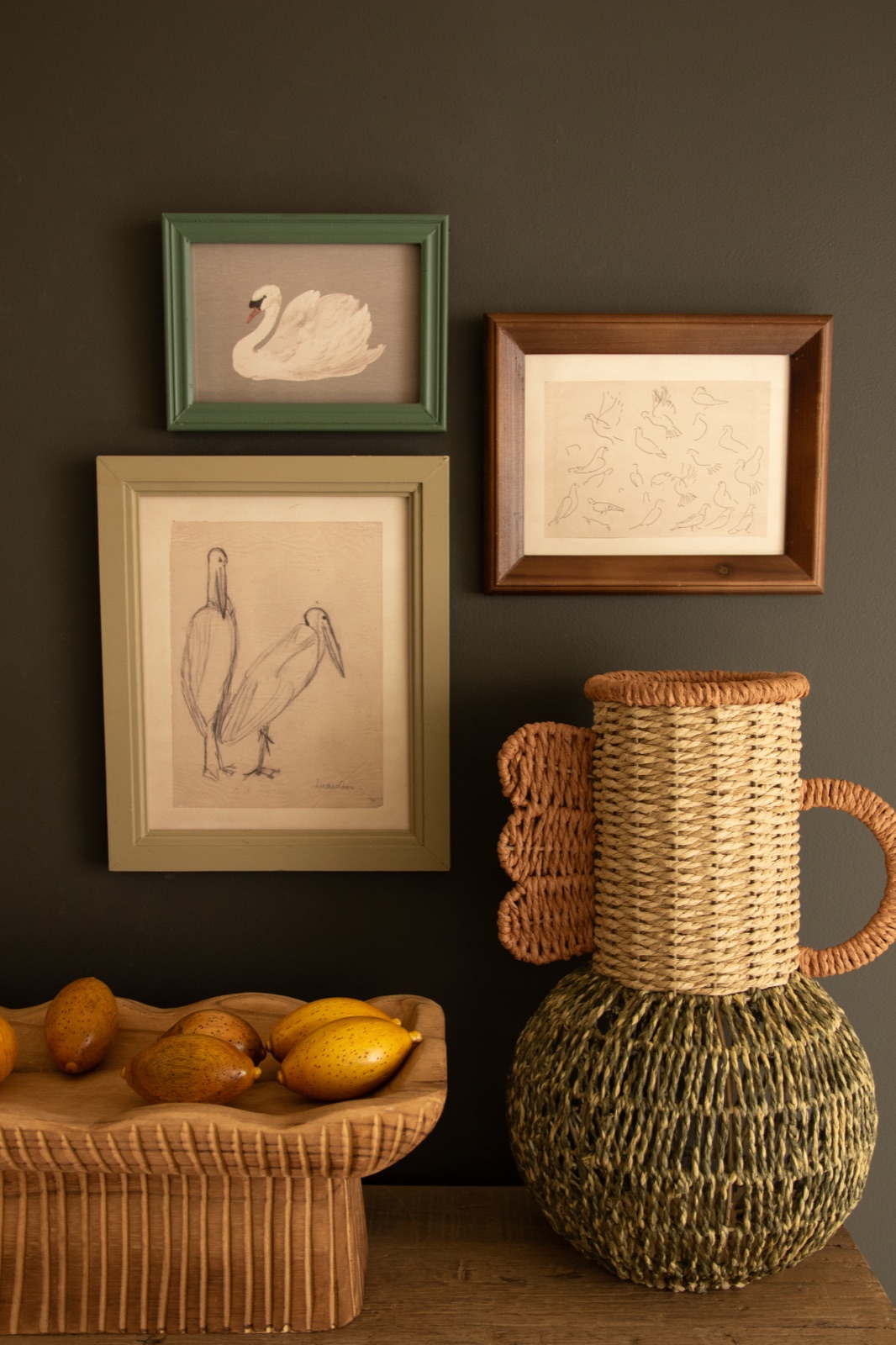 Set of Three Framed Birds Under Glass