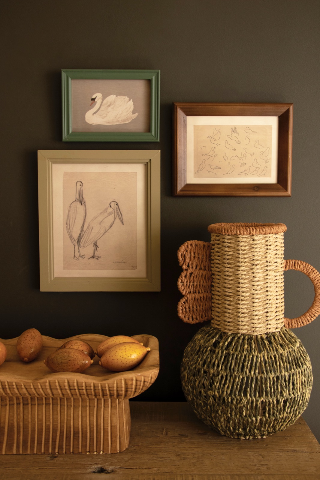 Set of Three Framed Birds Under Glass