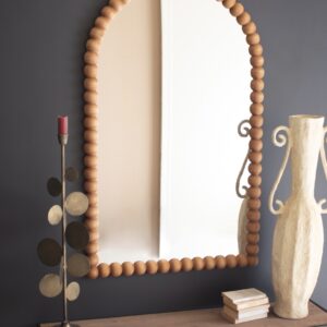 Arched Wood Ball Framed Mirror