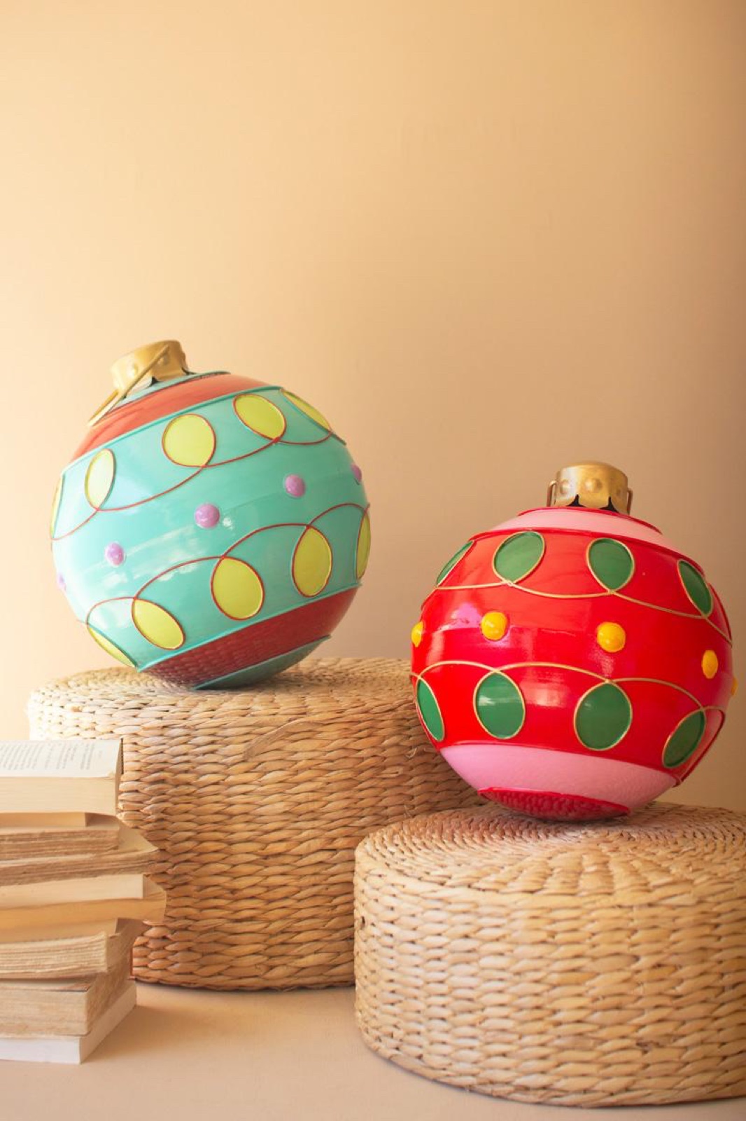 Set/2 Large Colorful Christmas Ball Ornaments