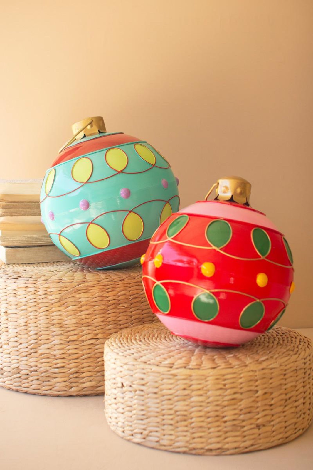 Set/2 Large Colorful Christmas Ball Ornaments